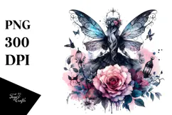 Gothic Fairy on a Flower, PNG Product Image 1
