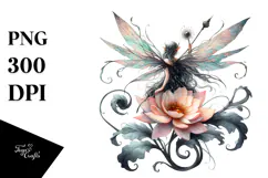 Gothic Fairy on a Flower, PNG Product Image 1