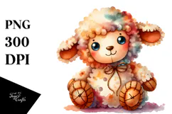 Vibrant Sewed Smiling Cute Lamb | Sublimation | Clipart Product Image 1