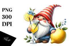 Whimsical Gnome with Cocktail PNG Product Image 1