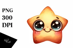 Simple Funny Baby Star with Big Eyes, Transparent PNG Product Image 3