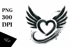 Simple Heart with Wings PNG Product Image 1