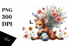 Cute Baby Elk Rugby Watercolor Clipart Product Image 1