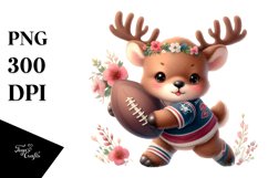 Cute Baby Elk Rugby Watercolor Clipart Product Image 3
