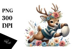 Cute Baby Elk Rugby Watercolor Clipart Product Image 3