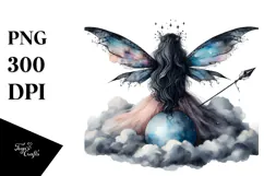 Gothic Fairy on a Cloud, PNG Product Image 1