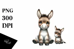 Funny Baby Donkey in Front of Barn | Clipart Product Image 3