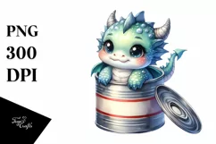 Cute Baby Dragon Sitting Can Clipart Product Image 3