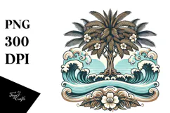 Vintage Tropical Waves Clipart Tshirt, 20 oz Tumbler Product Image 1
