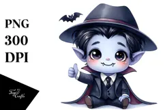Watercolor Vampire Thumbs Up Happy Hat | Sublimation | Product Image 1