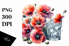 Abstract Watercolor Filled with Large Poppy | Clipart Product Image 3