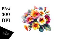 bouquet of Vibrant Primrose with Gold Foil | Clipart Product Image 3