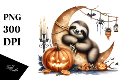 Sloth Dressed for Halloween, Watercolor PNG Product Image 1