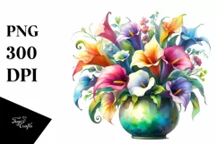 Colorful Watercolor Vase with Calla Lily | Sublimation | Product Image 3