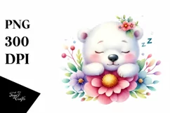 Colorful Baby Polar Bear Sleeping in a Flower Product Image 3