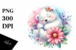 Colorful Baby Polar Bear Sleeping in a Flower Product Image 1