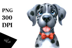 Watercolor Cartoon Great Dane, PNG Product Image 1