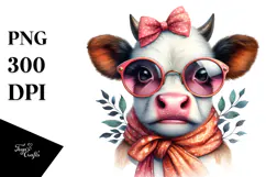 Funny Cow with Funny Sunglasses PNG Product Image 1