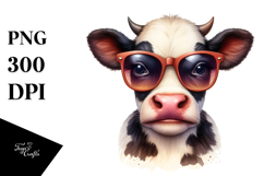 Graceful Baby Cow with Sunglasses PNG Product Image 1