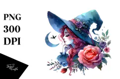 Vibrant Watercolor Witch, Transparent PNG Product Image 1
