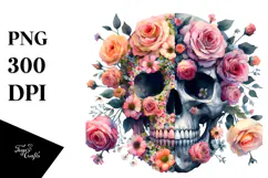 Skull with Flowers, Transparent PNG Product Image 1