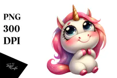 Watercolor Funny Expressive Unicorn PNG Product Image 1