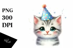 Cute Baby Cat with Party Hat PNG Product Image 3