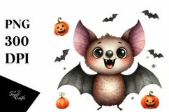 Funny Watercolor Haloween Bat | Sublimation | Clipart Product Image 3