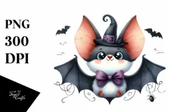 Funny Watercolor Haloween Bat | Sublimation | Clipart Product Image 3