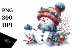 Washed Watercolor Snowman, Transparent PNG Product Image 1