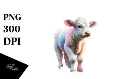Colorful Baby Cow with Autumn Scene PNG Product Image 1
