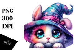Vibrant Watercolor Cute Rabbit PNG Product Image 1