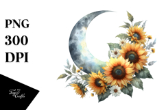 Colorful Half Moon with Sunflowers, PNG Product Image 1