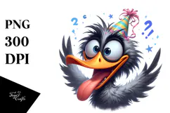 Goofy Bird with Party Hat, PNG Product Image 1