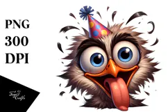 Whimsical Bird with Party Hat, Transparent PNG Product Image 1