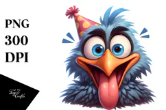 Whimsical Bird with Party Hat, Transparent PNG Product Image 1