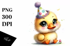 Funny Baby Duck with Party Hat PNG Product Image 3