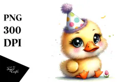 Funny Baby Duck with Party Hat PNG Product Image 1