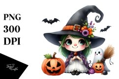 Funny Watercolor Wimsical Haloween Wich | Sublimation | Product Image 3