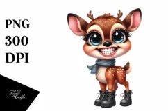 Goofy Baby Deer Watercolor Clipart Product Image 3