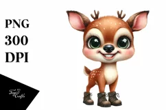 Goofy Baby Deer Watercolor Clipart Product Image 3