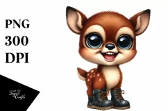 Goofy Baby Deer Watercolor Clipart Product Image 1