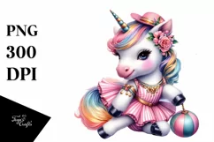 Colorful Unicorn in Swing Dancer's Outfit PNG Product Image 1