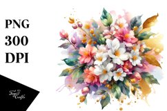 bouquet of Jasmine with Gold Foil Splashes | Clipart Product Image 3