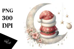 Cute Santa with Gnomes, Retro PNG Product Image 1