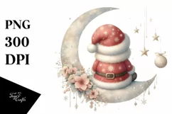 Cute Santa with Gnomes, Retro PNG Product Image 1