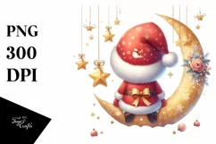 Cute Santa with Gnomes, Retro PNG Product Image 3