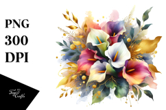Abstract Vibrant Bouquet with Calla Lily | Clipart Product Image 1
