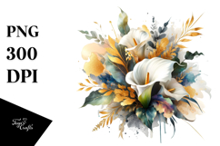 Abstract Vibrant Bouquet with Calla Lily | Clipart Product Image 1