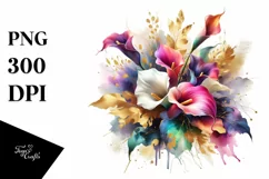 Abstract Vibrant Bouquet with Calla Lily | Clipart Product Image 1